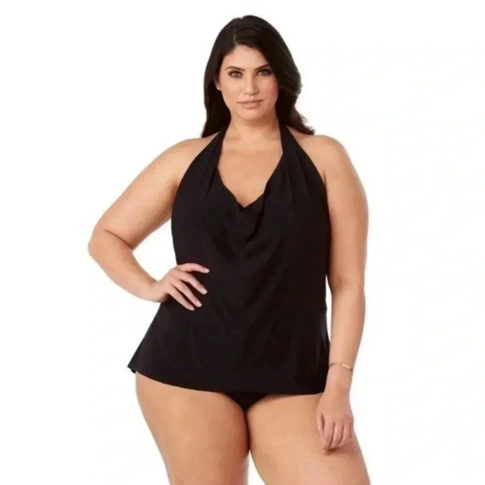 NEW Magicsuit Sophie Black Halter Tankini Top Size 20W